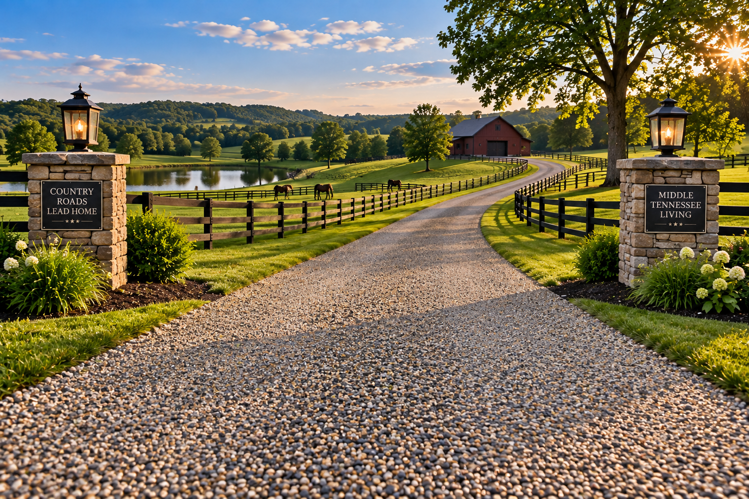 Tar and chip country driveway and private road in Middle Tennessee