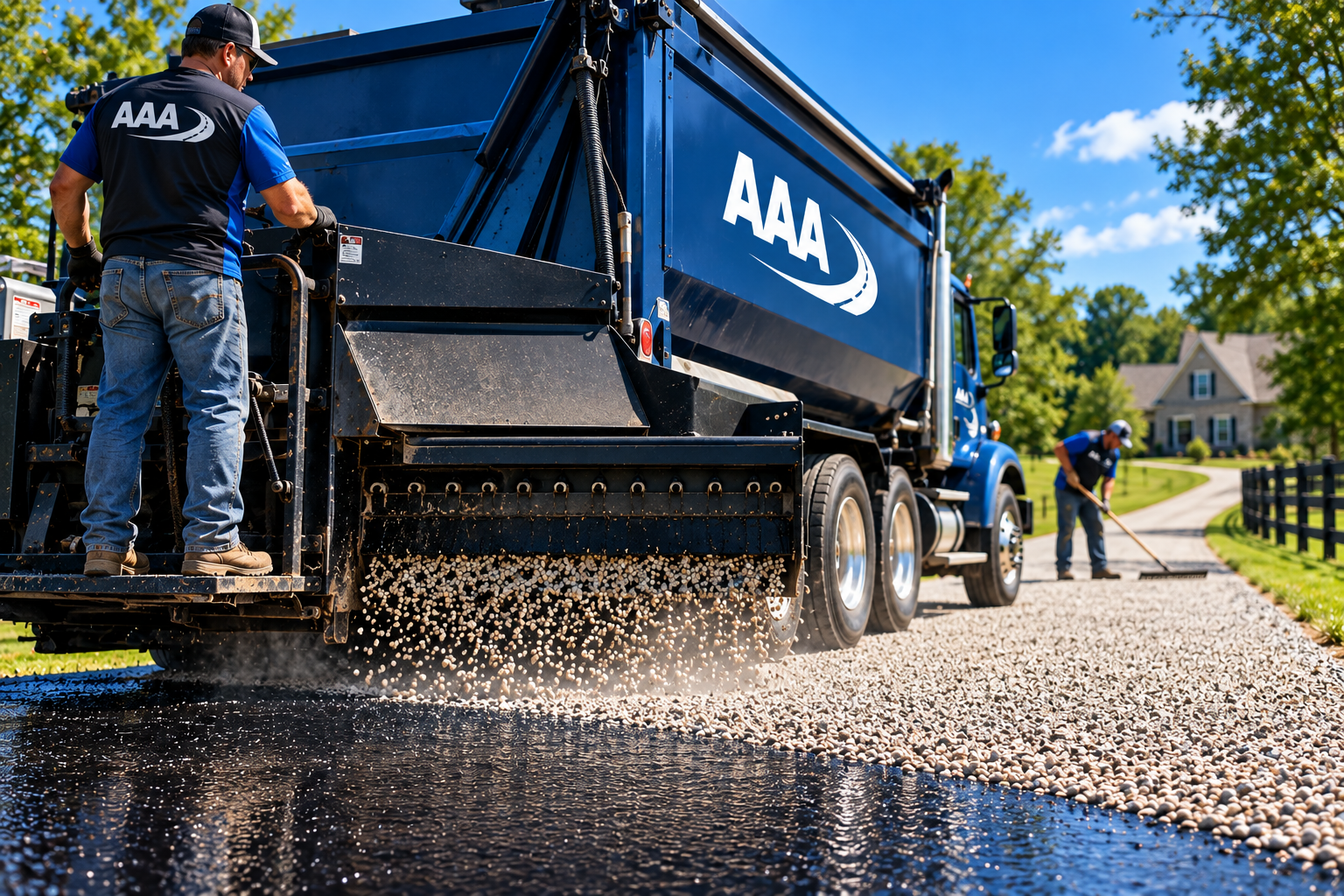Tar and chip driveway installation in Summertown, TN